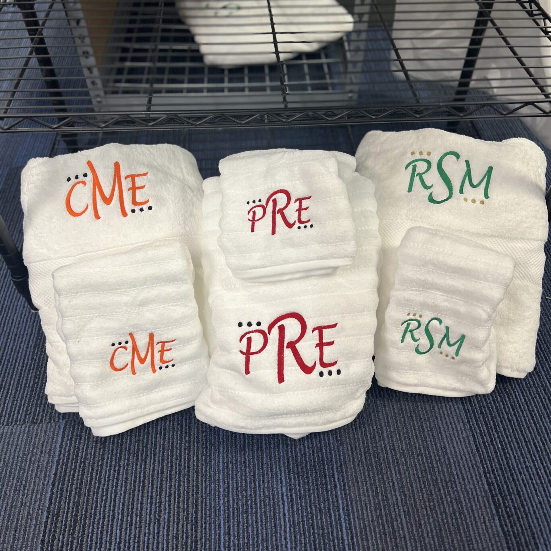 white towels with monogram embroidery